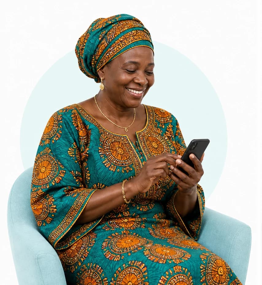 Patient using AIMS on a phone